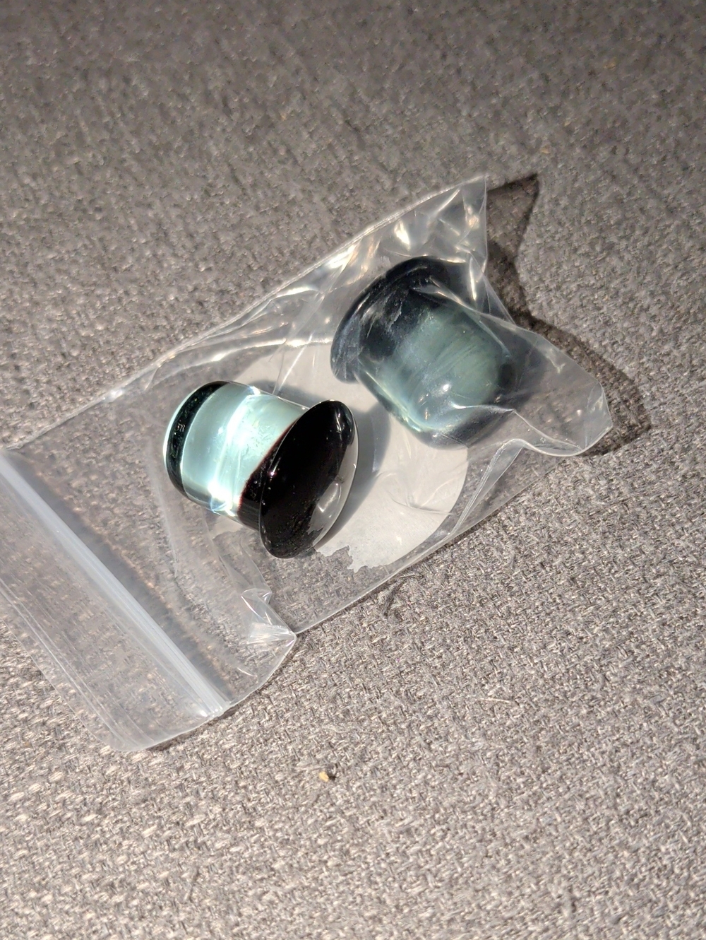Gauge Earrings - Single Flare Black and Clear Glass 5/8"